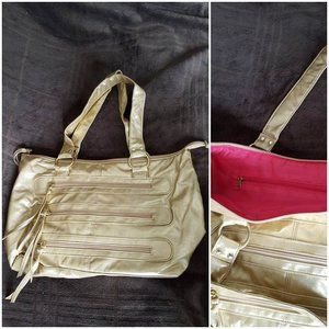 Gold handbag with pink liner - NEW